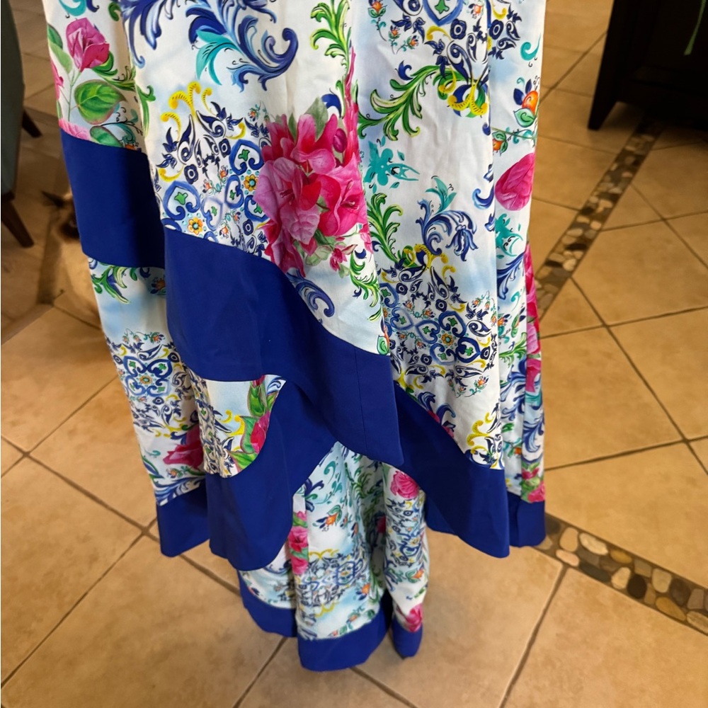 NWT Boston Proper Capri Tiles Print Square Neck High Low Dress size 4 - Picture 5 of 8